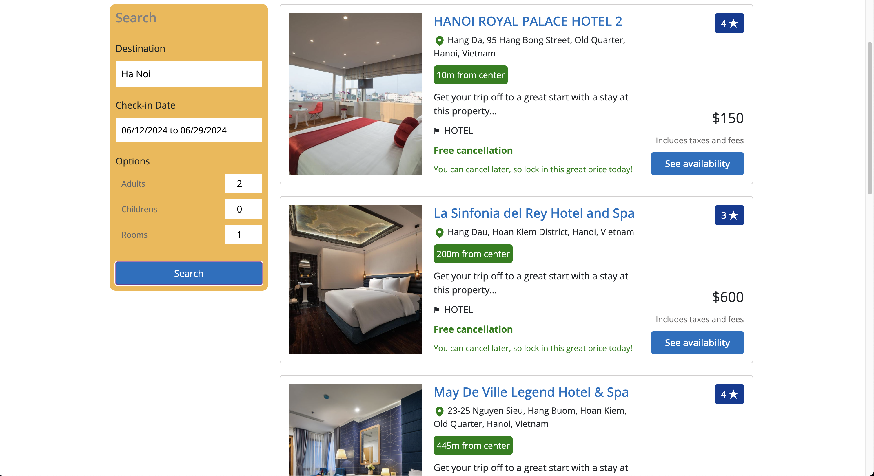 hotel client app